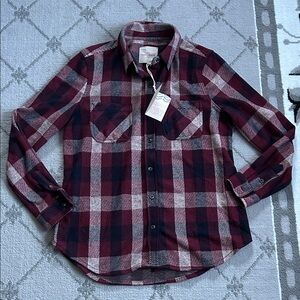 Casa Cabana Women's Burgundy Plaid Button Down Shirt